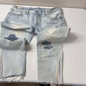 Levi's Light Blue Distressed Ankle Jeans